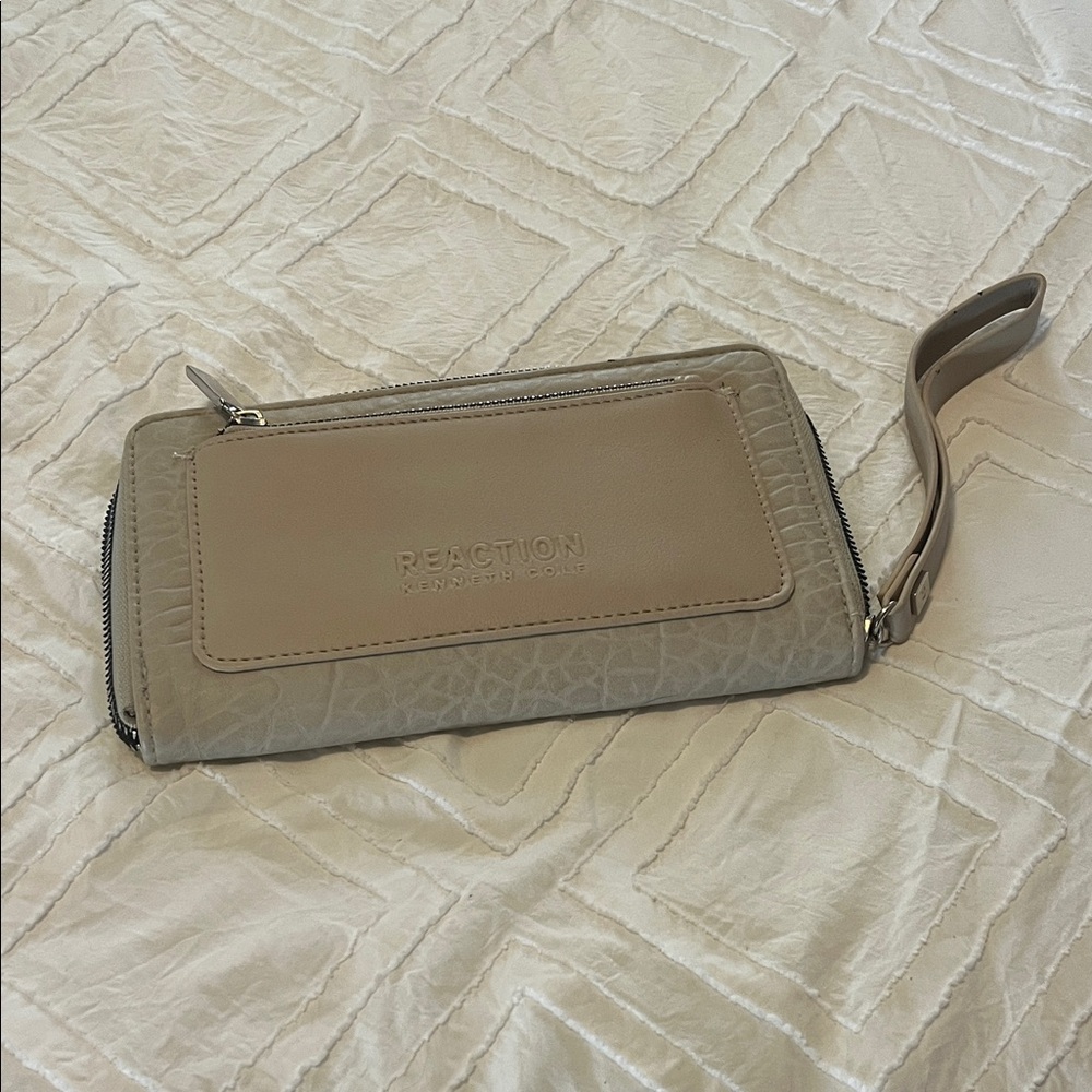 Reaction Kenneth Cole Taupe Wristlet Clutch